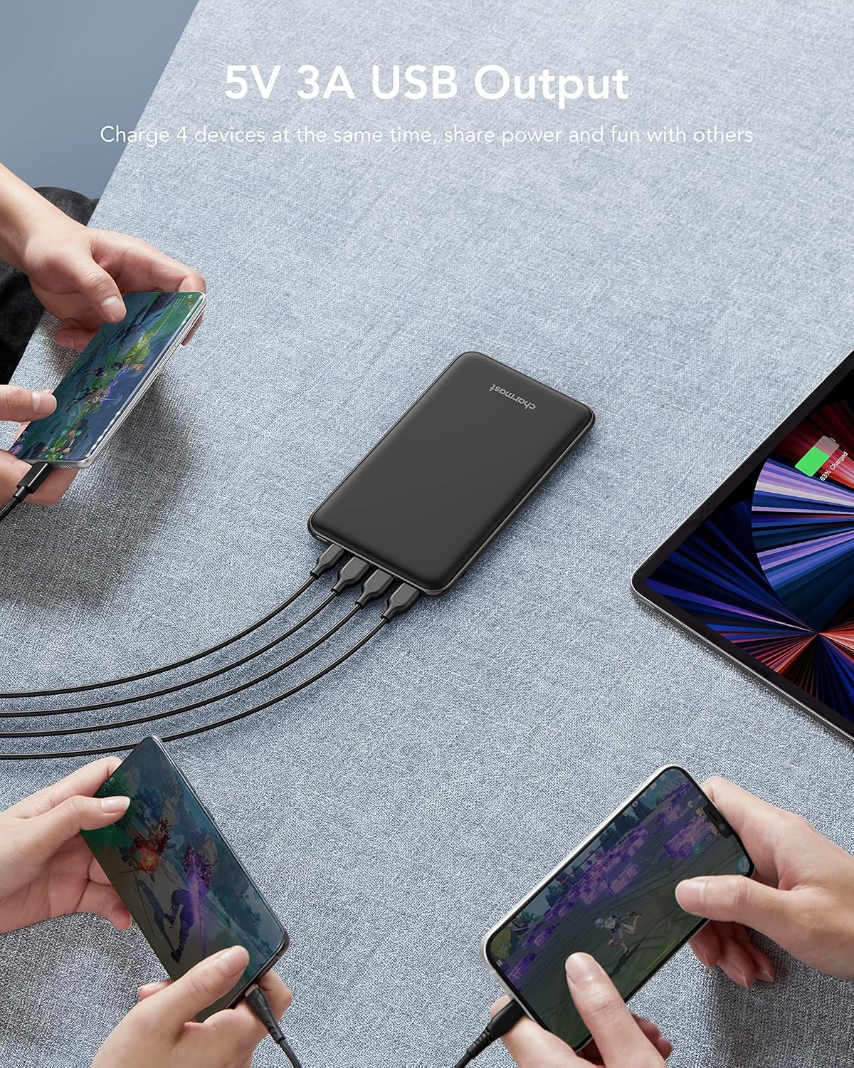 26800Mah Power Bank USB C Battery Pack Portable Charger USB C Slim Type C Battery Bank with 3 Input & 4 Ismart Output Compatible with Smartphones Tablets and More (Black)